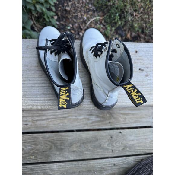 Dr Doc Martens 1460J Combat Boots White Leather Pink Laces Women's Size 5 - Picture 8 of 10